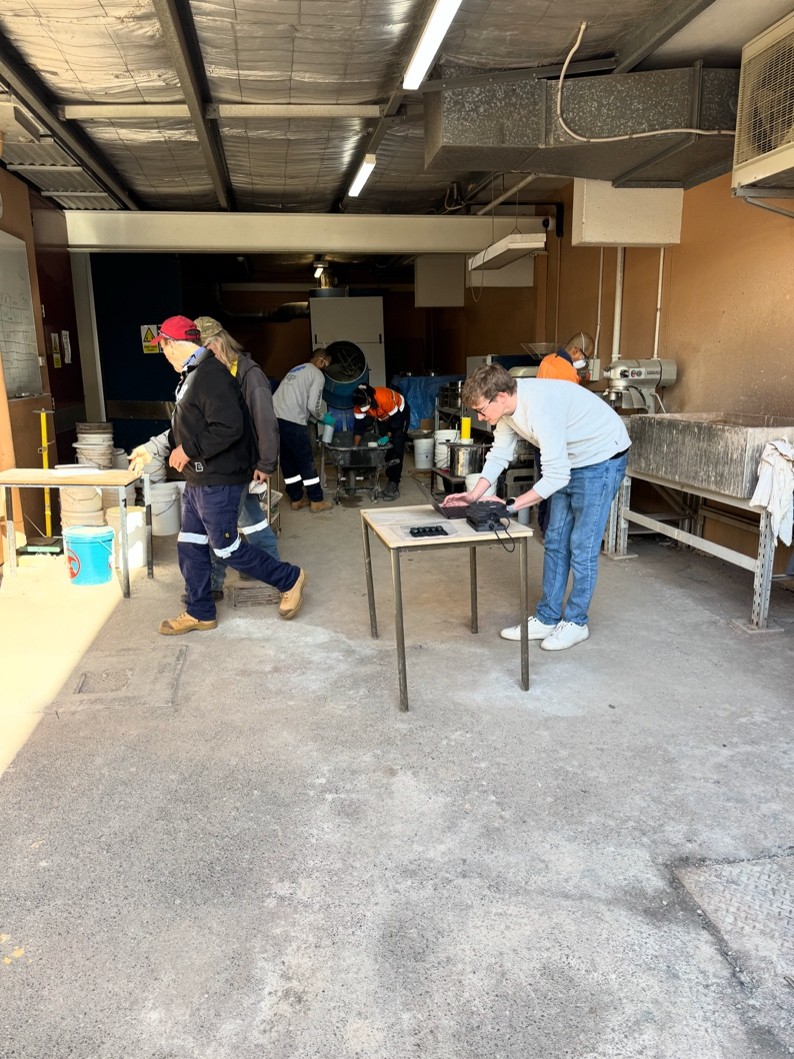 Shotcrete testing with mine site materials at WASM